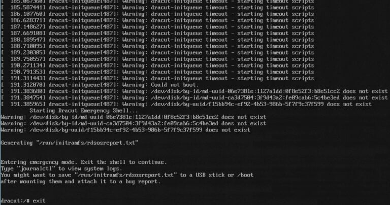Centos stuck at dracut