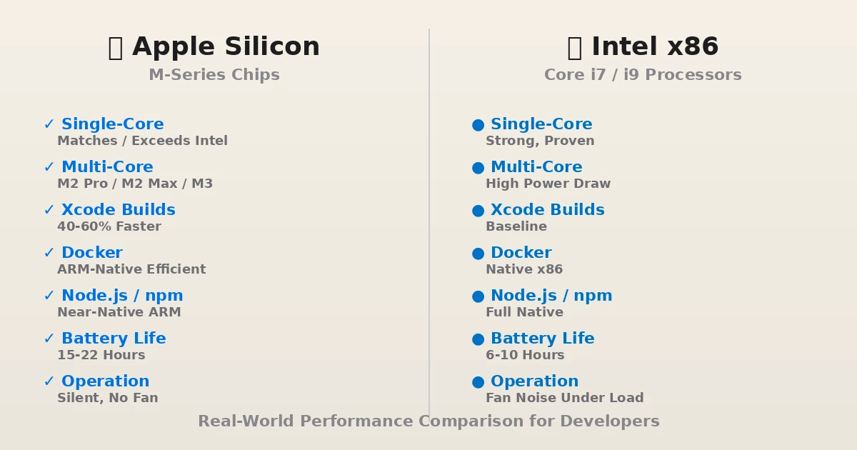 Apple Silicon vs Intel: A Real-World Performance Comparison for Developers